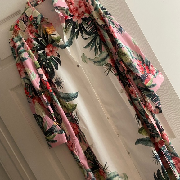 Floral print button front dress with belt - Picture 4 of 4